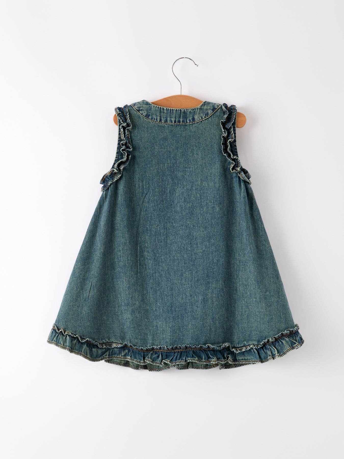(Pre-order)Vintage Denim Ruffle Girls Dress: 6