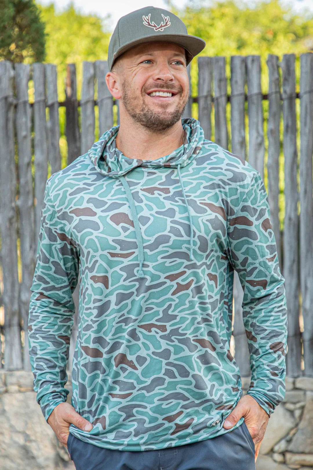 Retro Duck Camo Performance Hoodie - With UPF 50 Sun Protection Burlebo