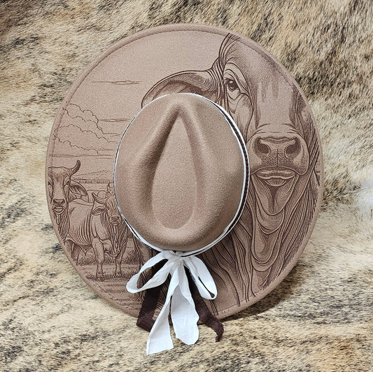 Laser-Engraved Brahman Cowboy Hat