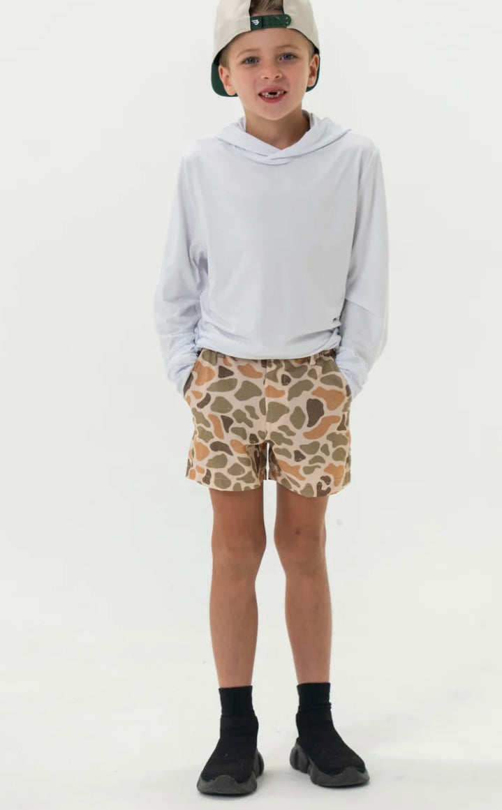 Venado Camo Youth Everyday Shorts with Brown Pocket Burlebo