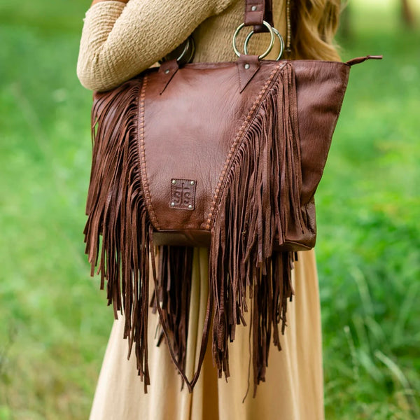 Indie Ladies Leather Fringe Concealed Carry Tote STS Ranchwear 34881