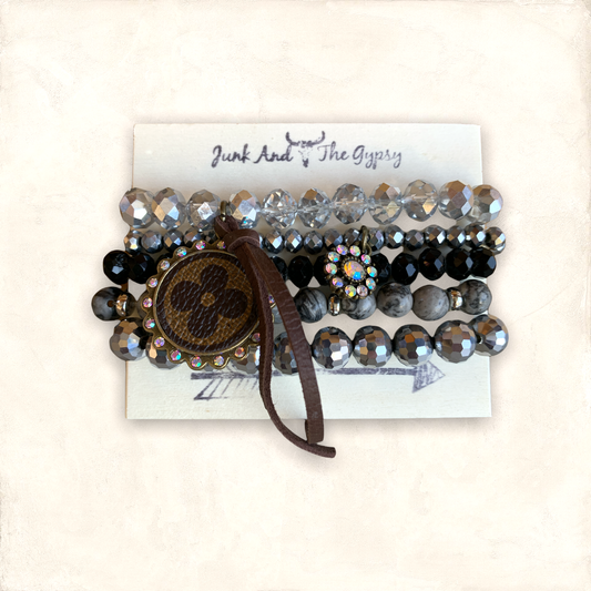 Upcycled LV Bella Stacked Bracelet junk Gypsy