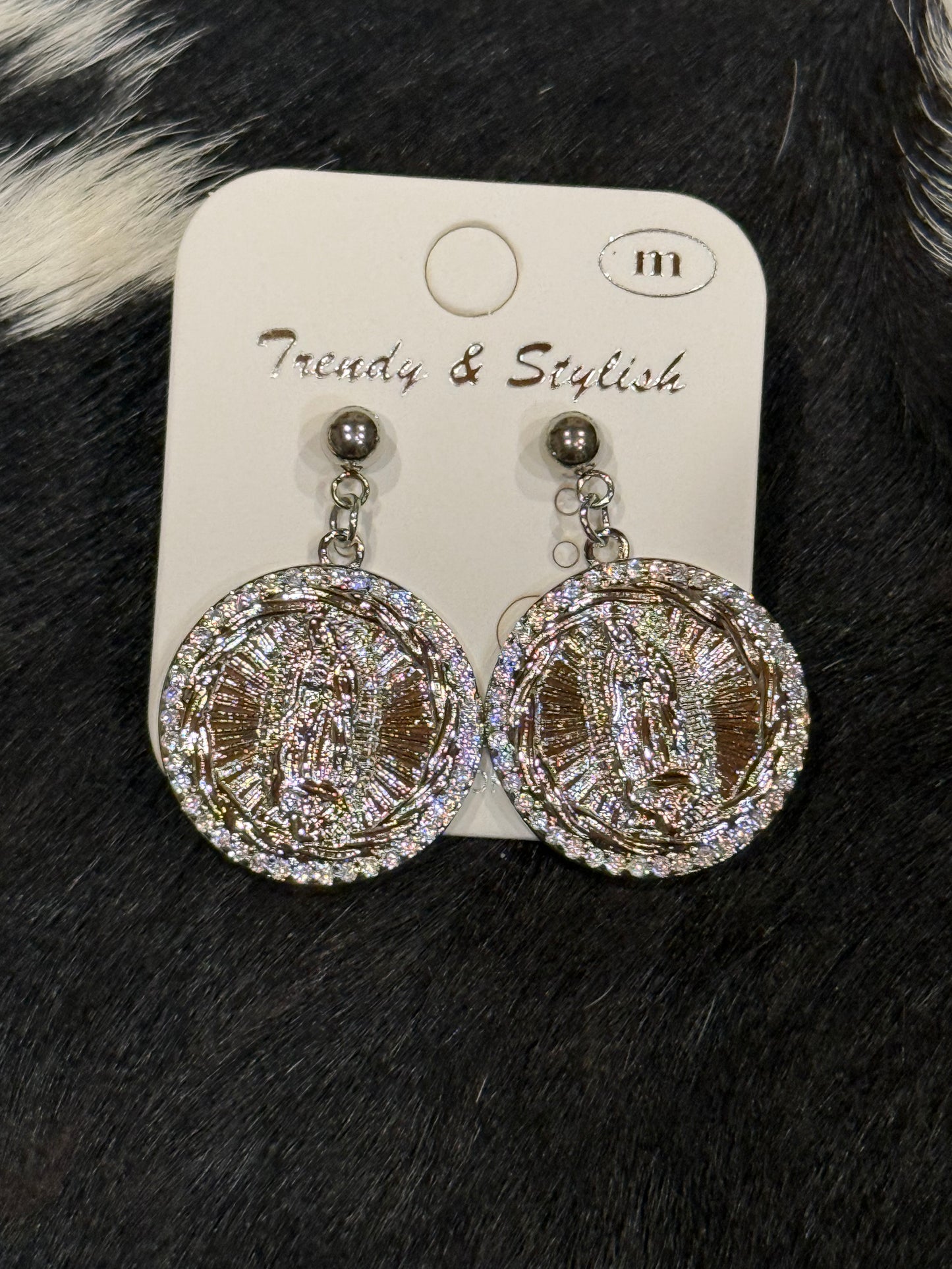 Lady Guadalupe Coin Type Earrings