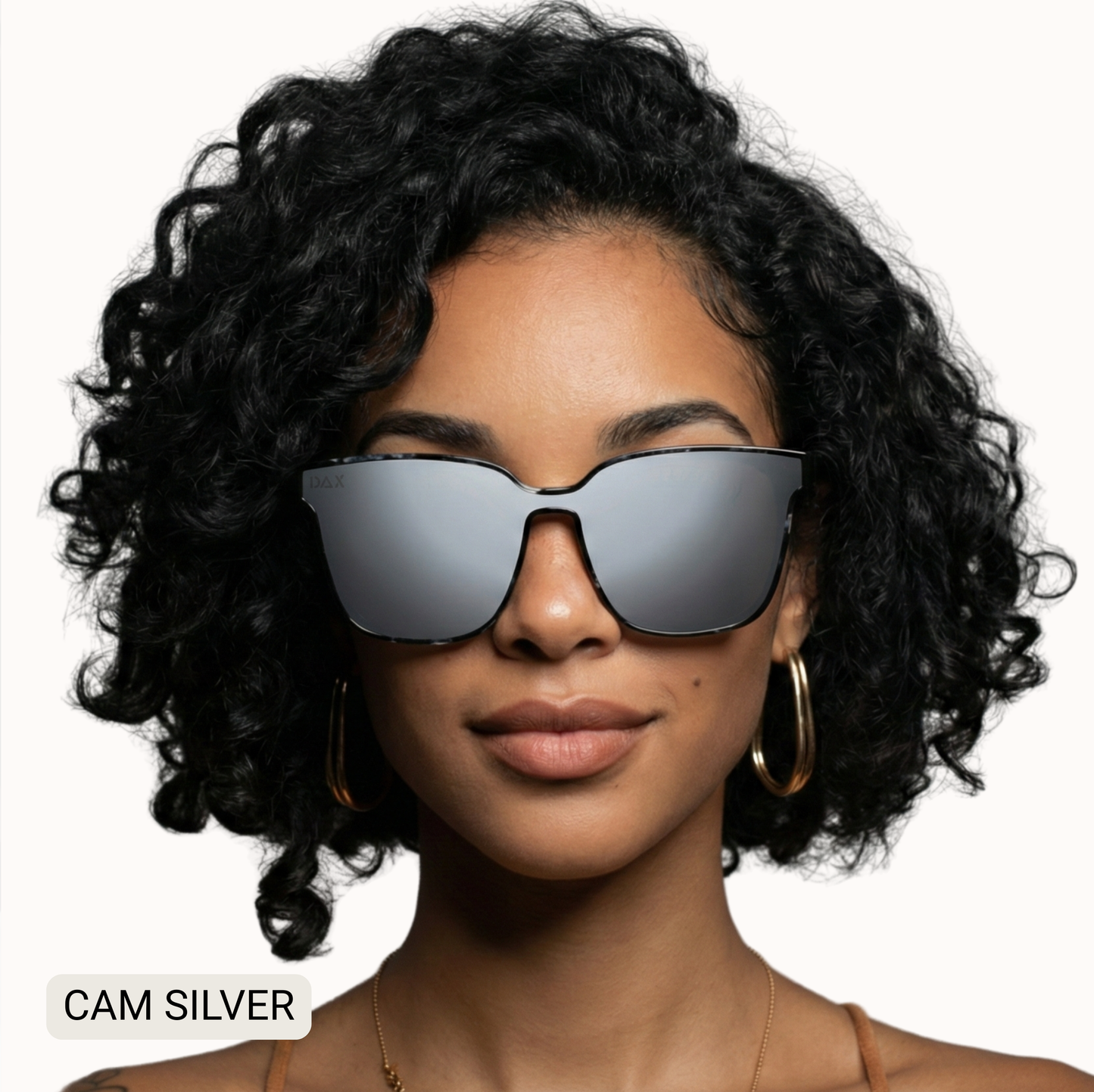 Cam - Women's Medium/ Large Square Sunglasses: Silver Dax Fl