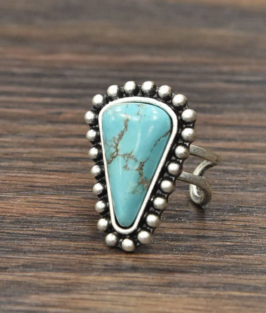 750238, 1.2" Western Turquoise Adjustable Ring
