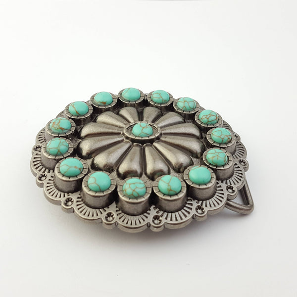 Oval Western Turquoise Stone Belt Buckle Axesoria