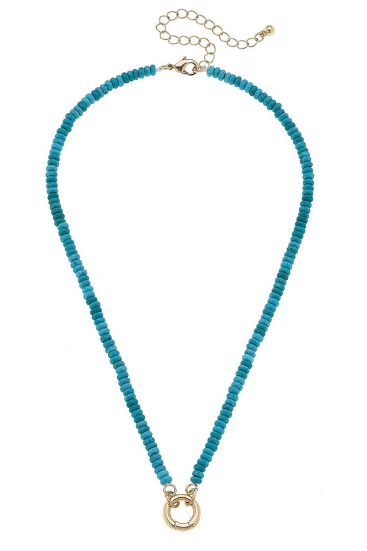 Lucy Gemstone Beaded Charm Necklace Base in Turquoise Canvas