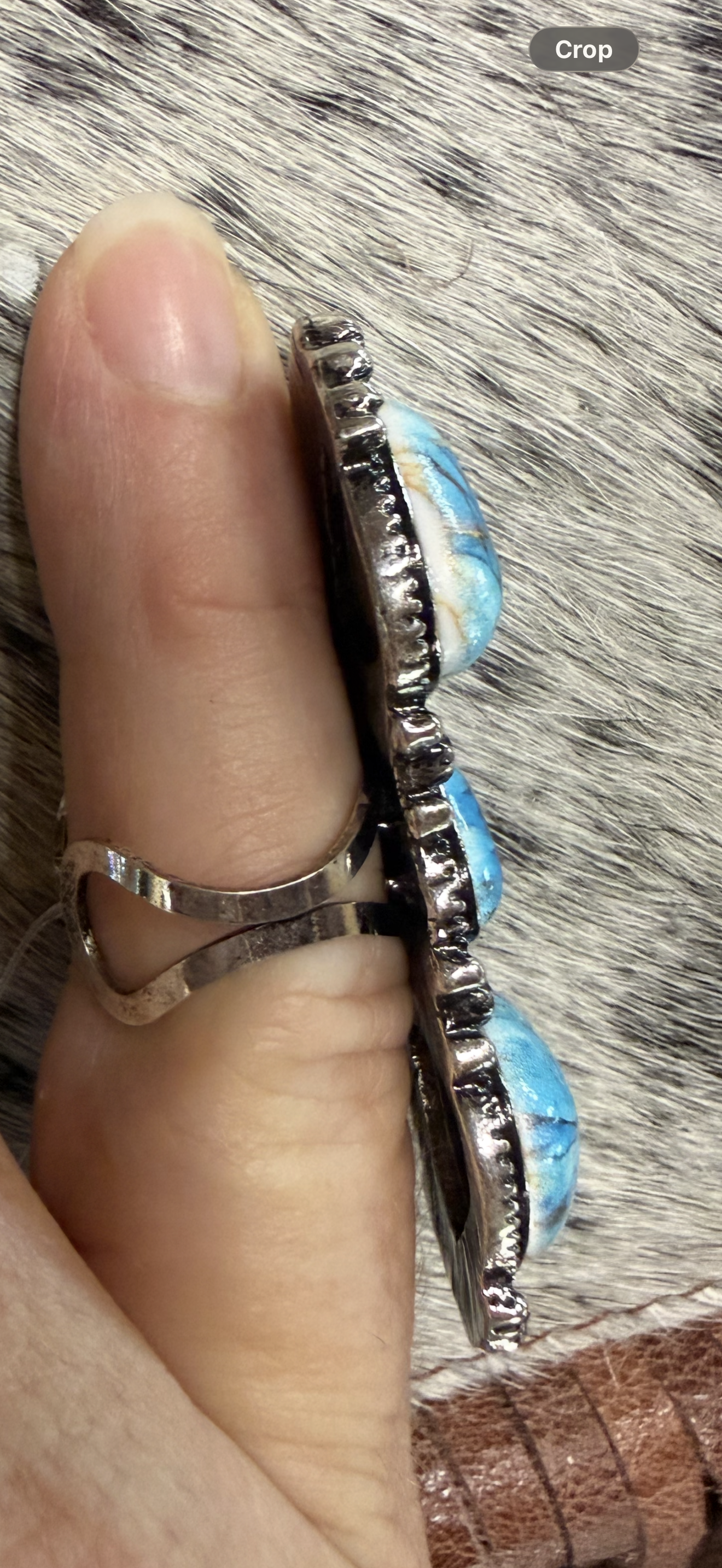 Triple Stone Western Adjustable Ring Hippie Turquoise or Pink and Turquoise