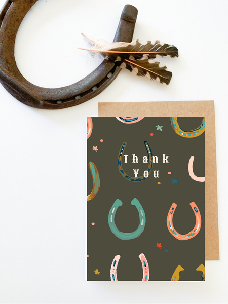 Western Horseshoe Thank You Card, Cowgirl Grateful Card Tirzah