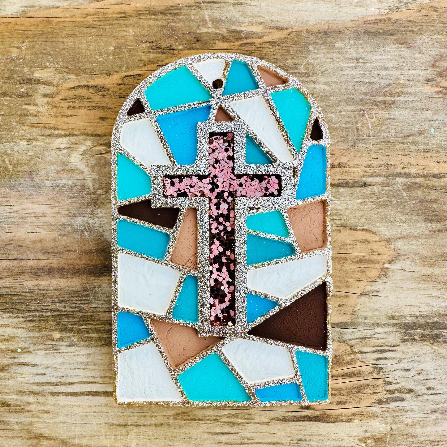 Mosaic Cross Window Car Freshie: Southern C