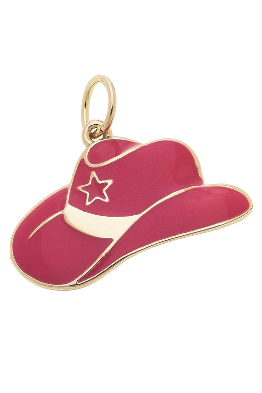 Cowgirl Enamel Hat Charm in Pink
