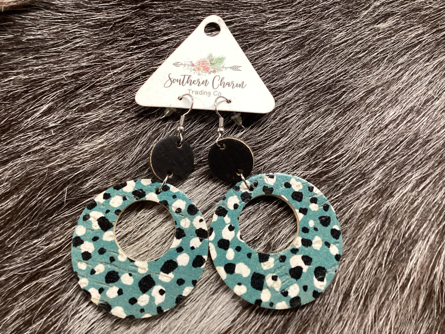Black/White/Cork earrings