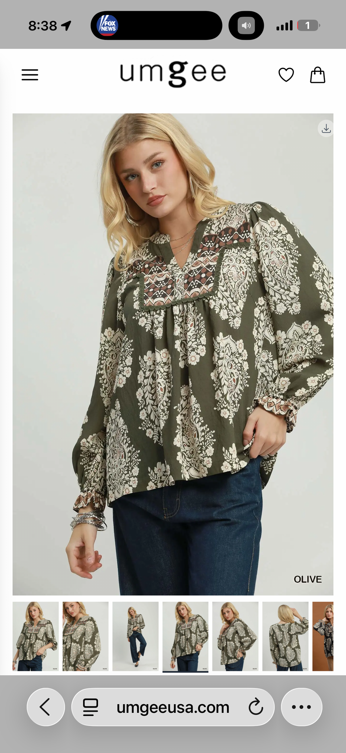 Boho Chocolate Paisley Floral Blouse Umgee