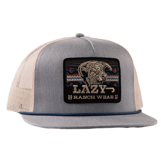 Lazy J Ranchwear Chambray & Tan Aztec Tribal Classic Rope Trucker Hat