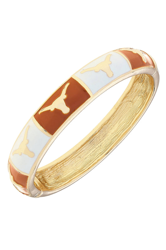 Texas Longhorns Sculpted Enamel Checkered Hinge Bangle: Burnt Orange Canvas