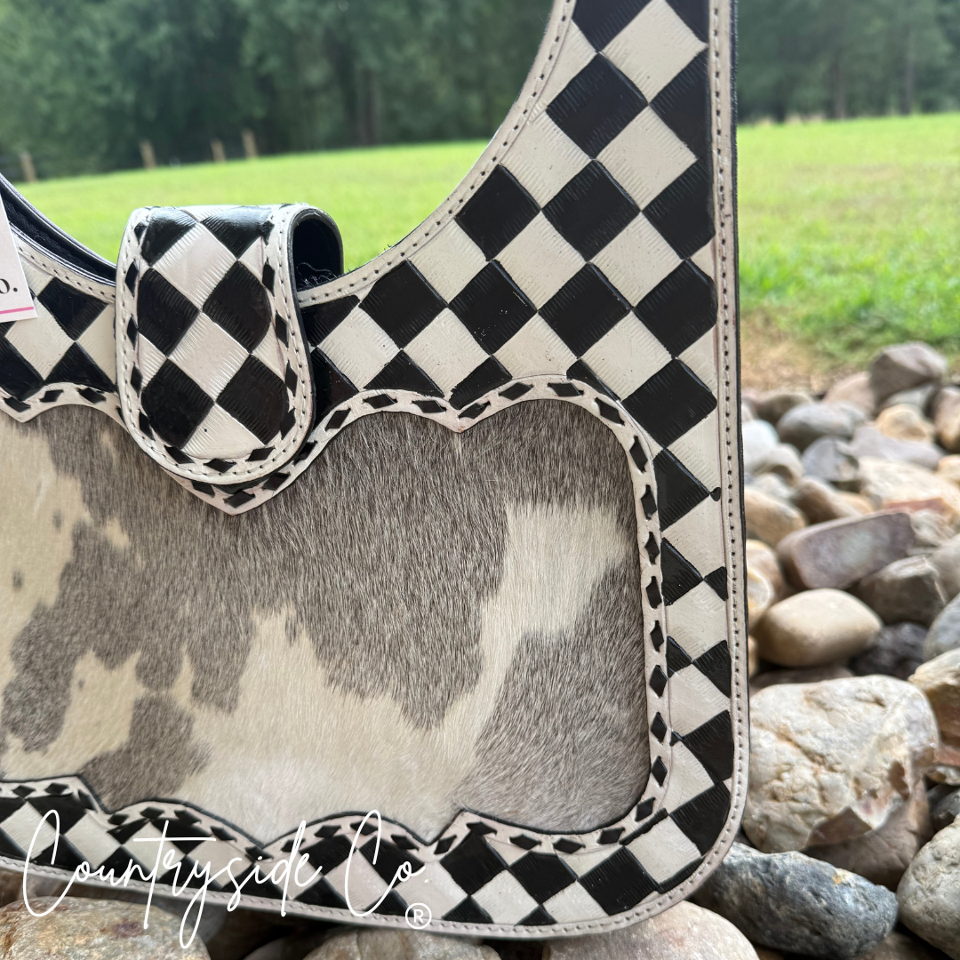 Ranch Glam Tooled Leather Purse Texas Western Cowhide