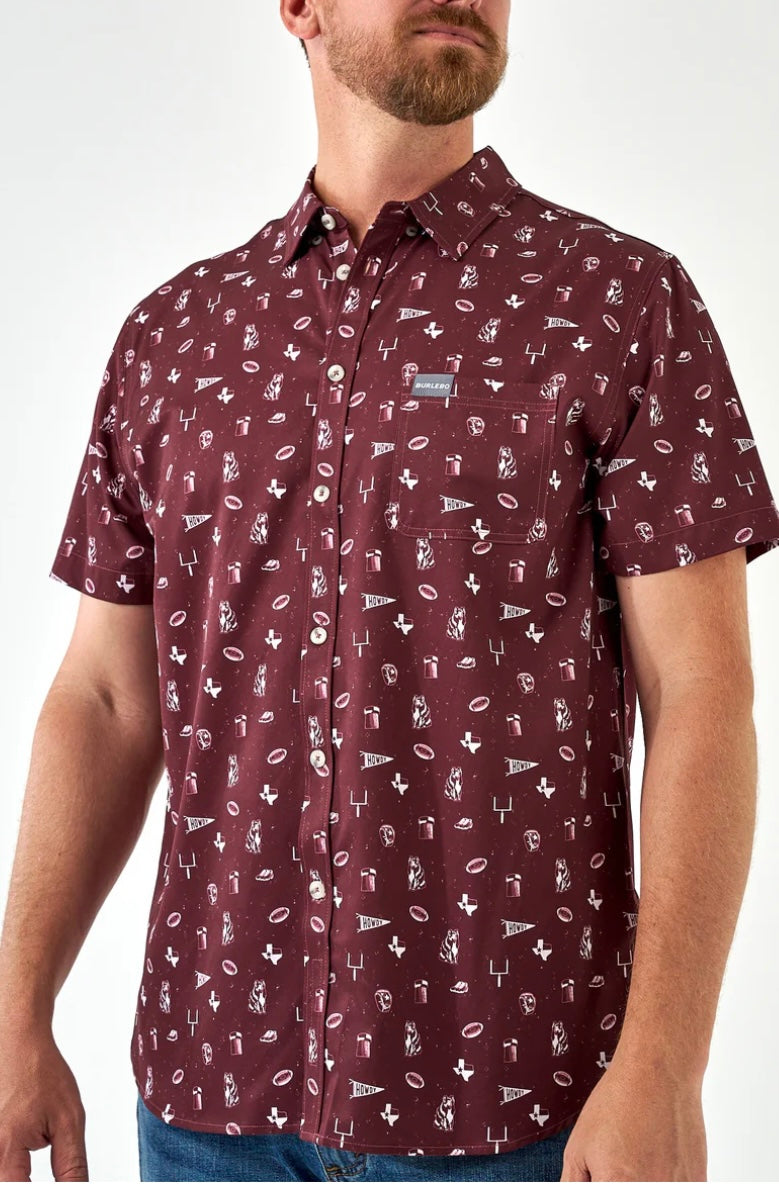 Game Day in College Station Performance Button Up Burlebo