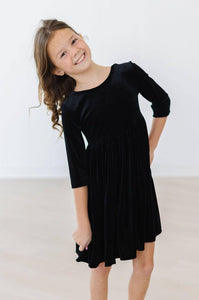 Black Velvet Twirl Dress: Mila and Rose