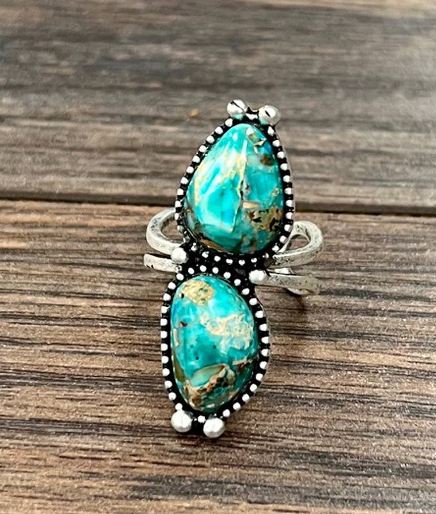 750556, 1.5" Western Gemstone Adjustable Ring