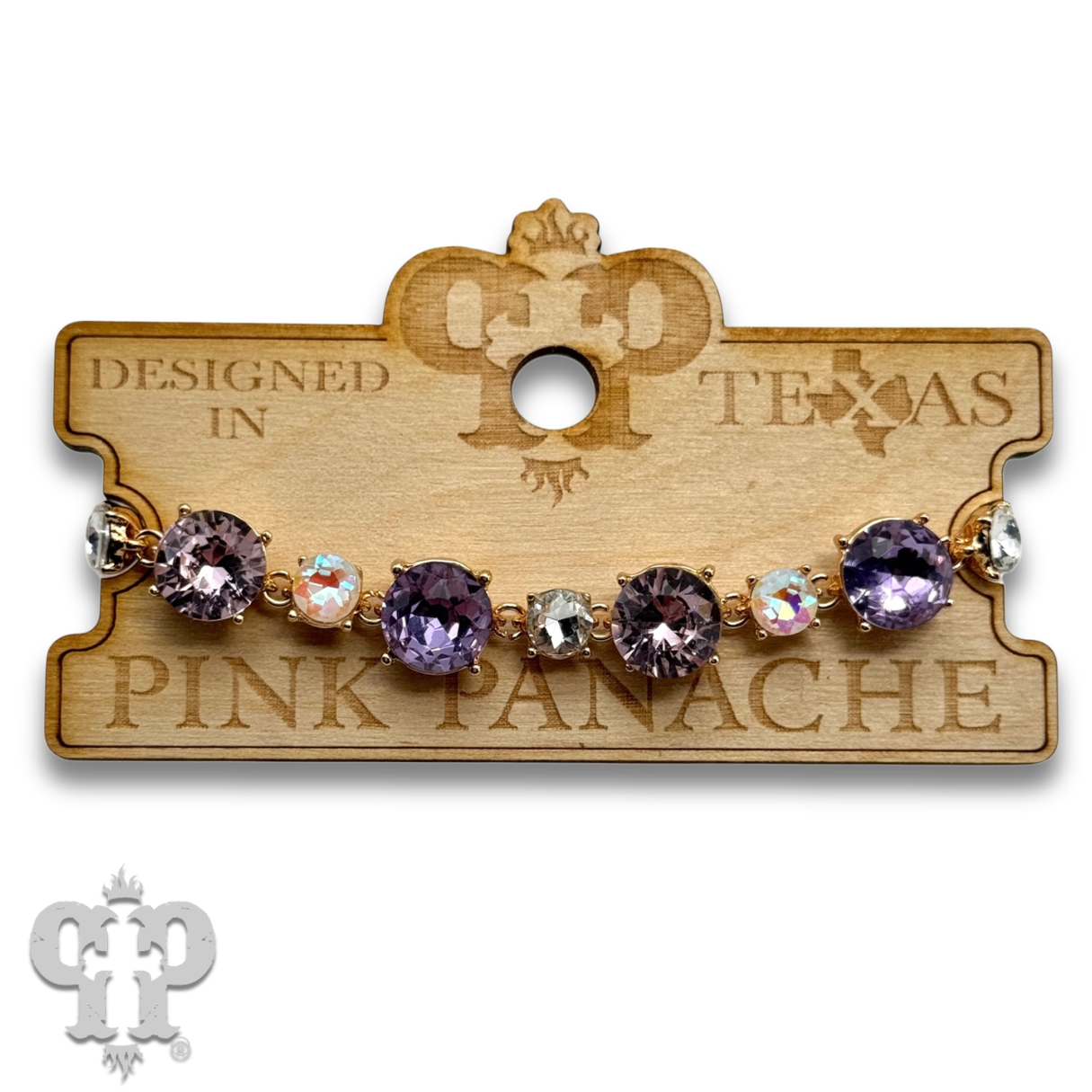 Multi-color rhinestone bracelet: Purple