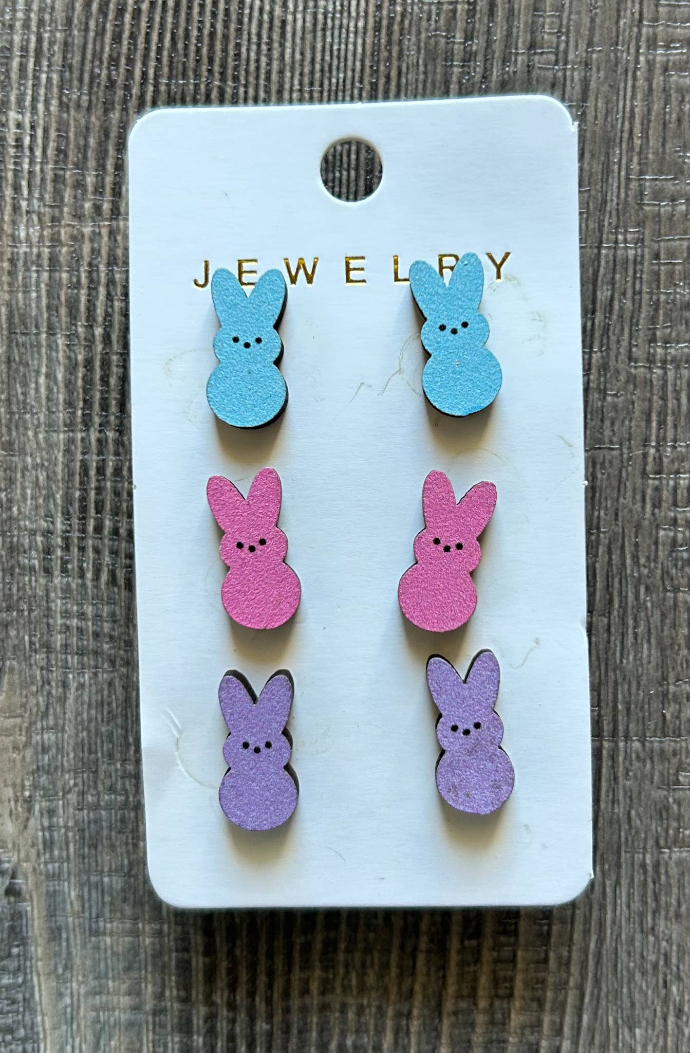 Easter Bunny Peeps Style Earrings Set of 3 Pairs: JInk Tx/Fl