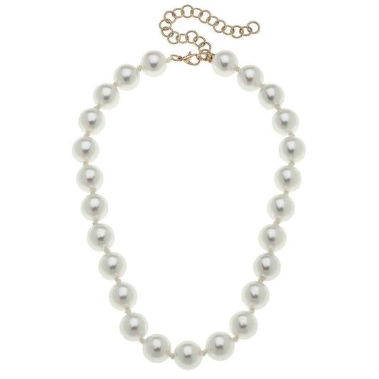 Eleanor Beaded Pearl Necklace in Ivory canvas