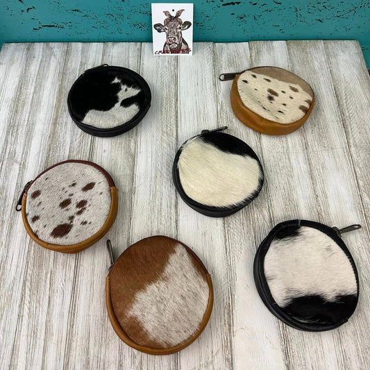 CHW Cowhide Coin Purse Round (Hide colors vary)