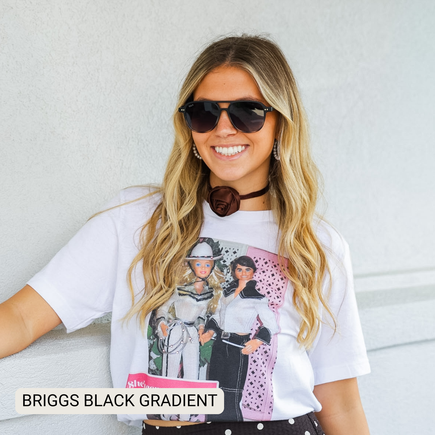 Briggs - Women's Polarized Small/ Medium Aviator: Black Gradient Fl/Tx