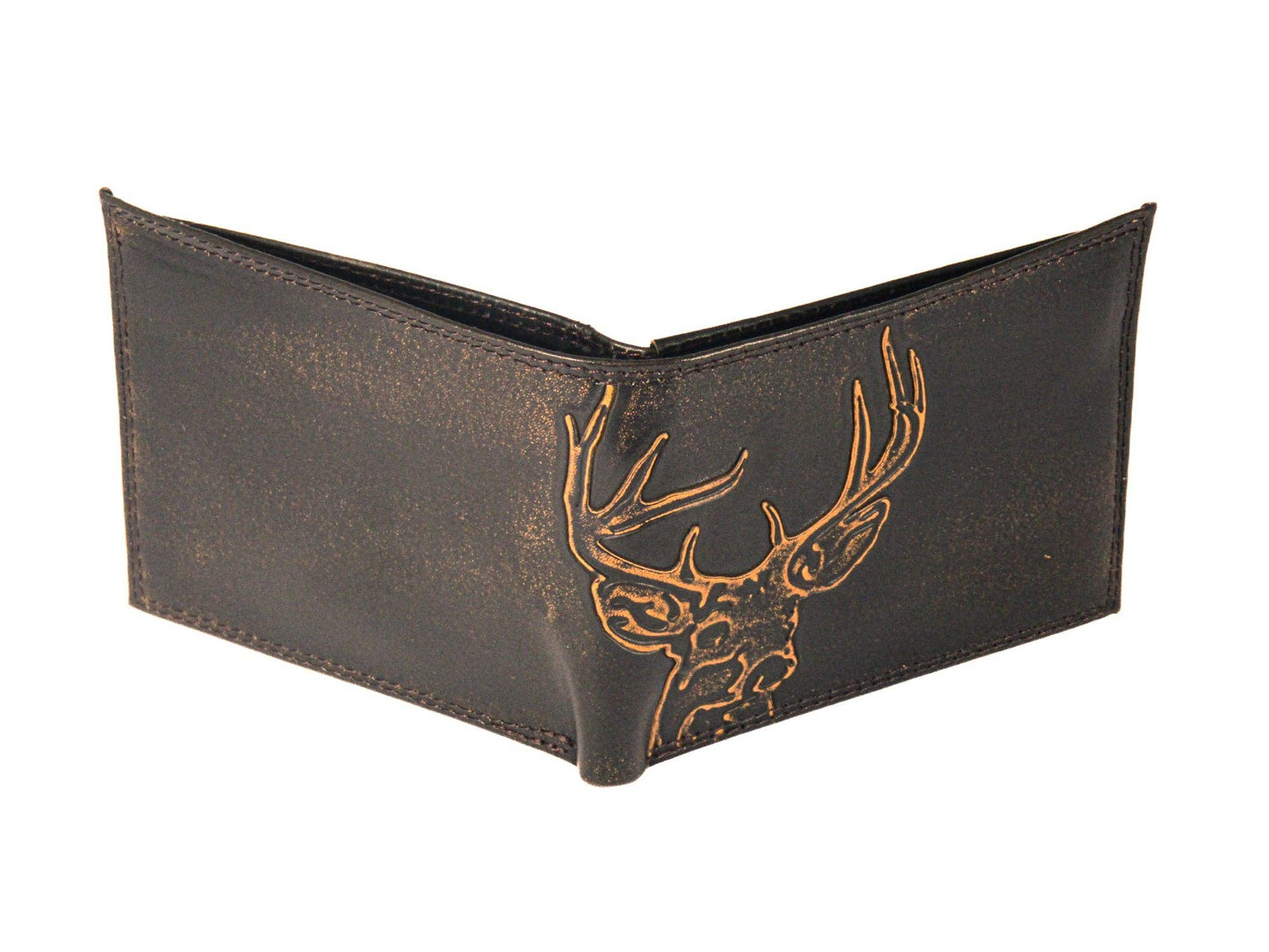 Buck Burnished Leather Zep Bifold Wallet