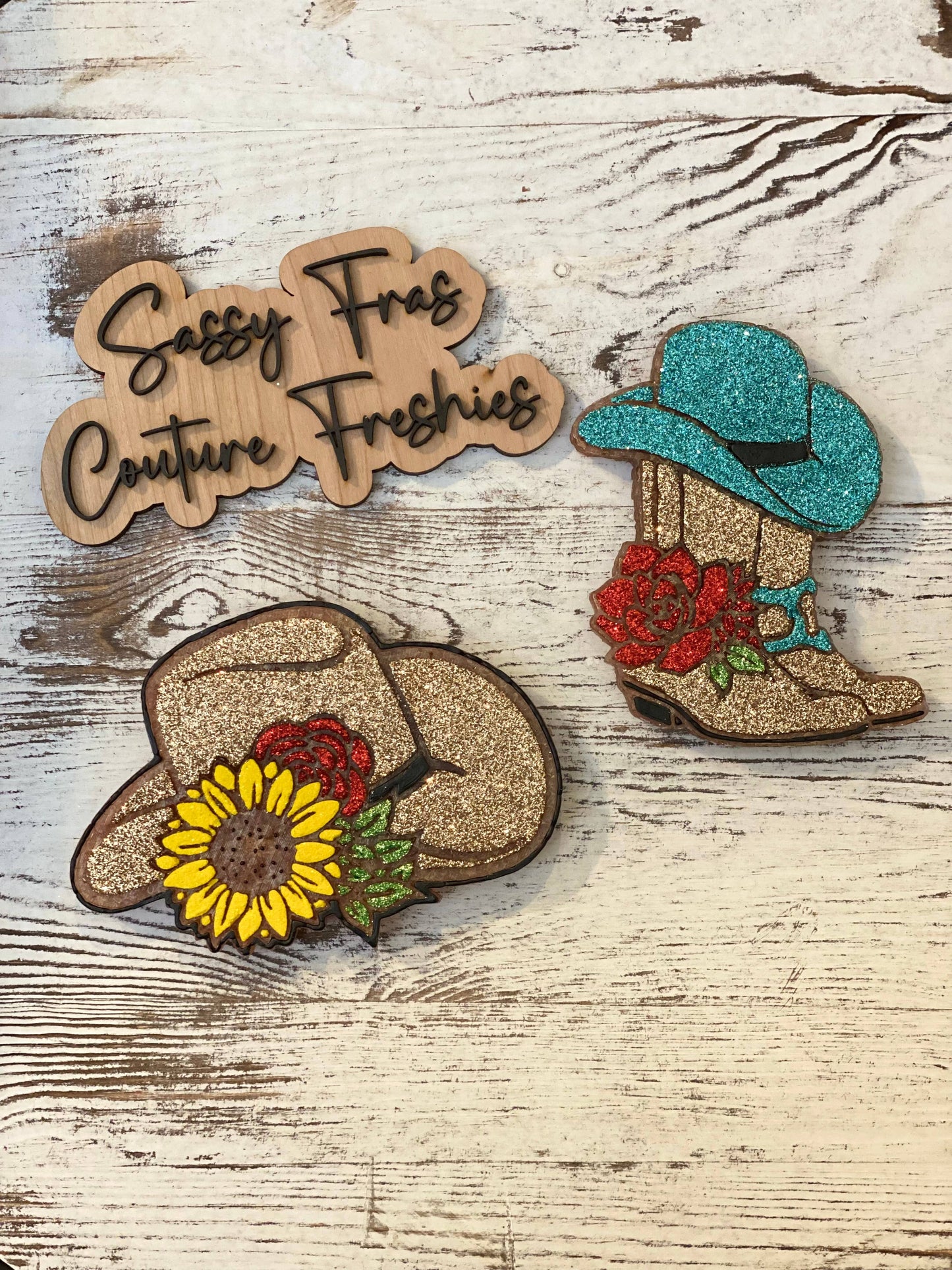 Floral Cowgirl Boots Glitter Freshie: 1000 Wishes