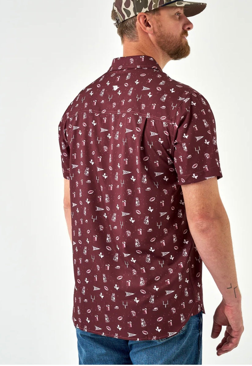 Game Day in College Station Performance Button Up Burlebo