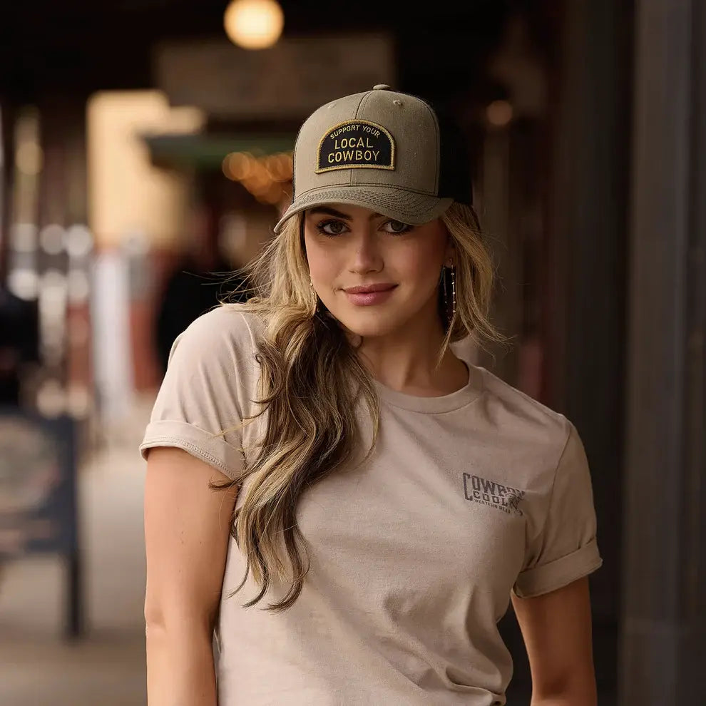 Support Your Local Cowboy Trucker Hat Olive/ Black