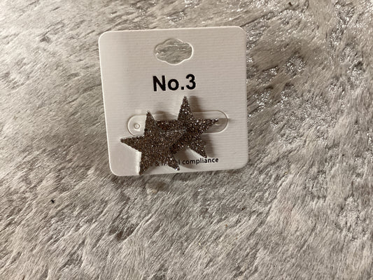 No.3 silver star earrings