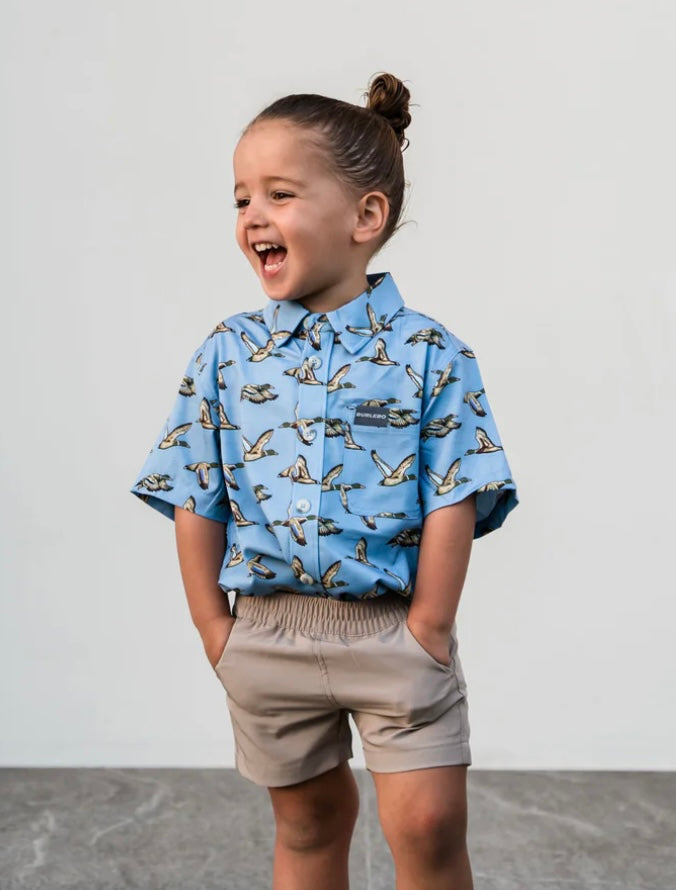 Youth Cobblestone Khaki  Everyday Shorts With Duck Hunt Pocket Burlebo