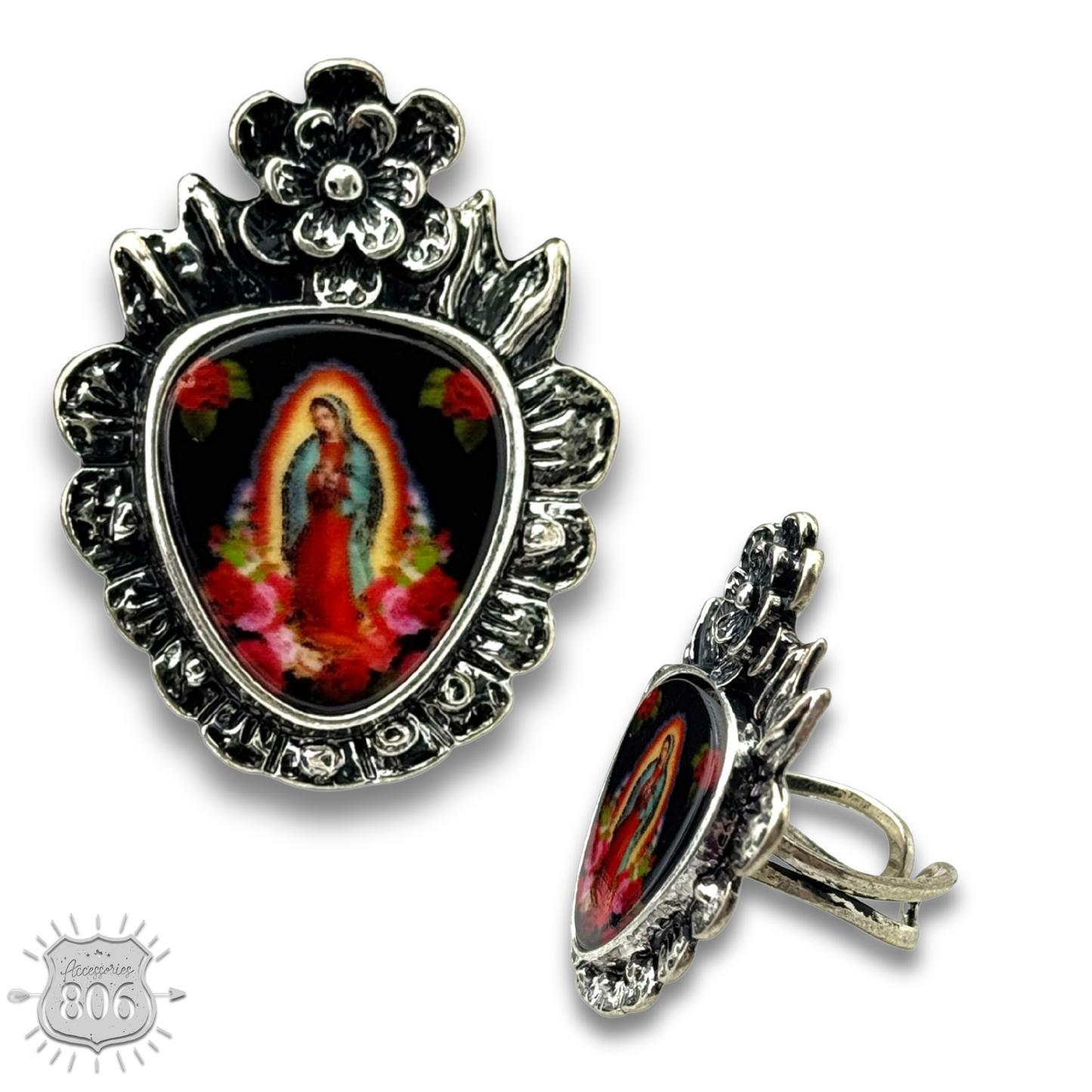 Our Lady of Guadalupe ring - LC: Silver PP