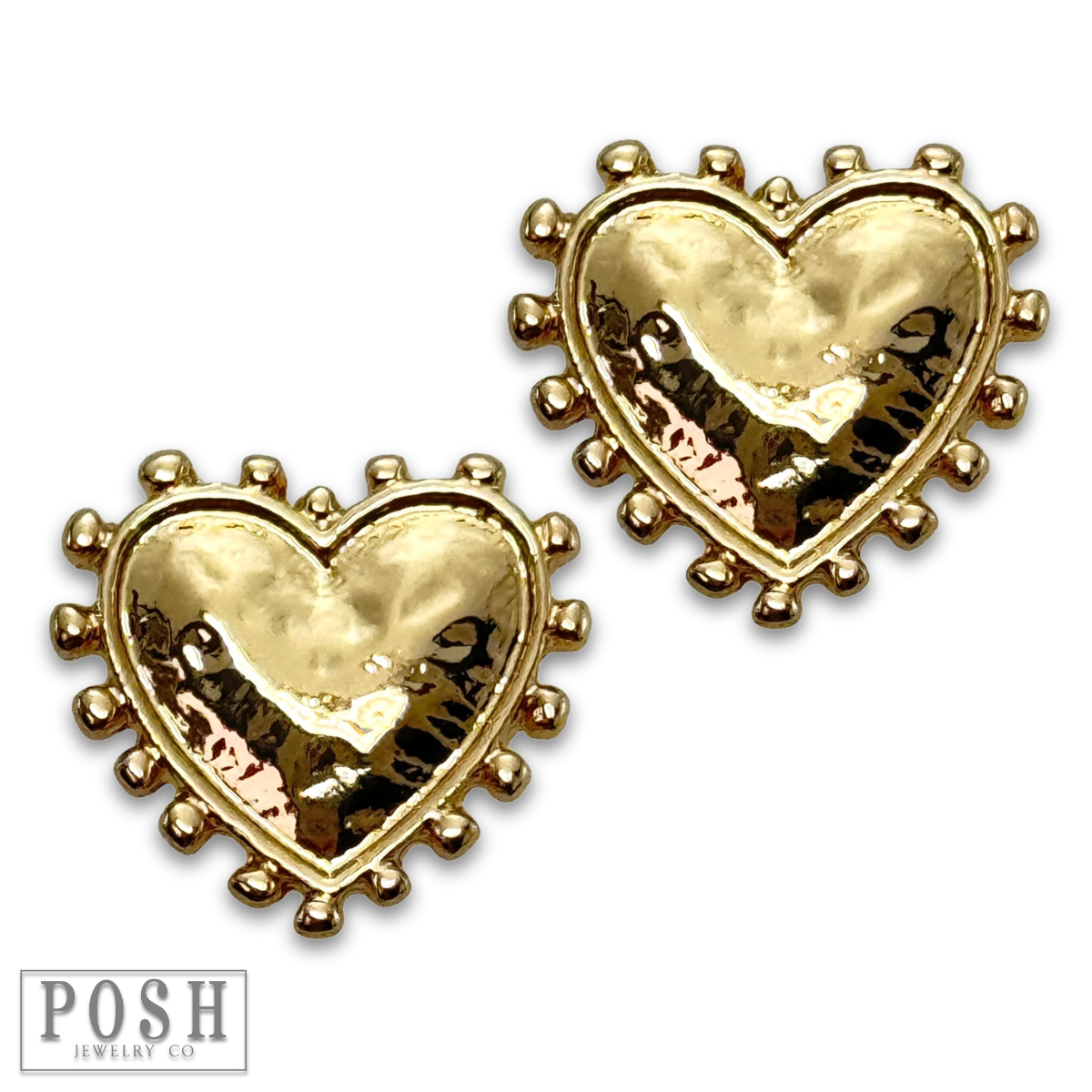 Gold heart post earring: Gold PP