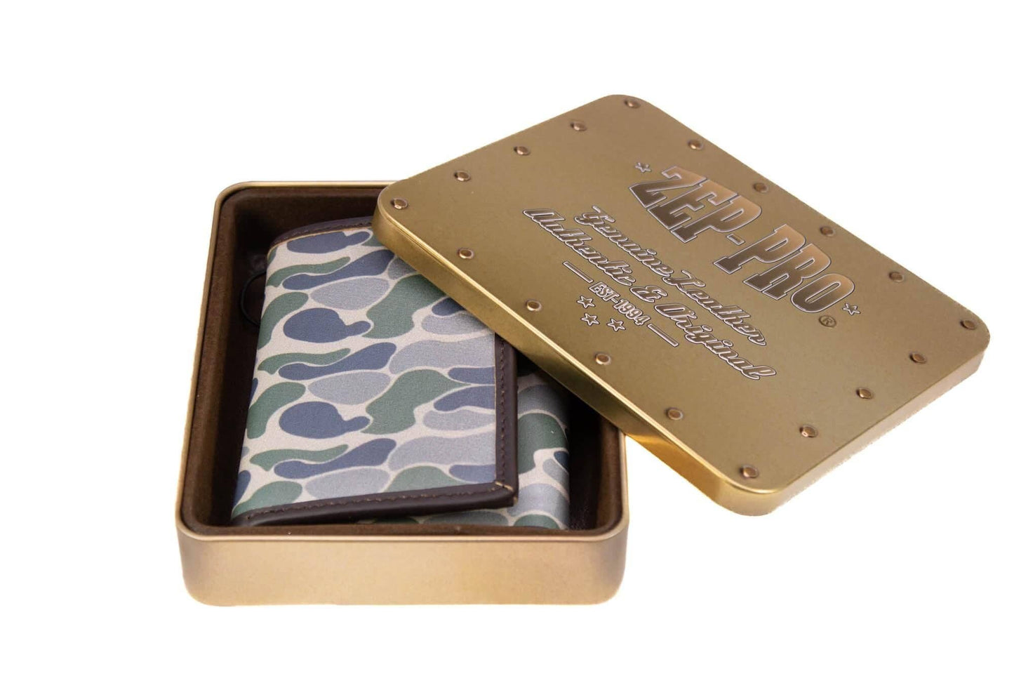 Shotshell Men's Trifold Old School Zep  Camo Leather Wallet