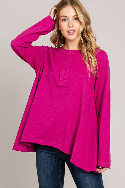 Everyday Fall/Winter Flowy Women's Top Cotton Bleu