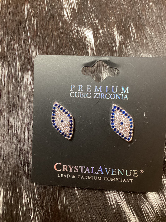 Evil eye Cubic zirconia blue/silver earrings