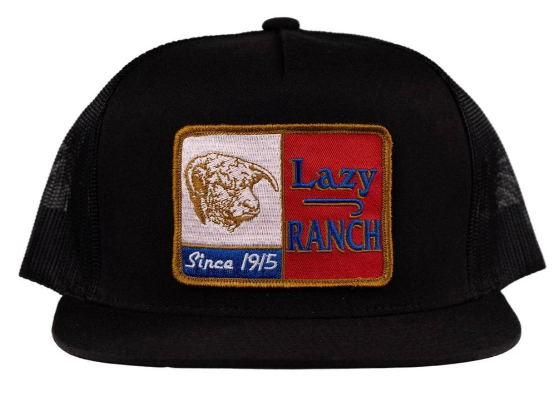 LAZY J RANCH BLACK GOLD TEXAS RANCH GOLD PATCH CLASSIC FIVE PANEL TRUCKER HAT