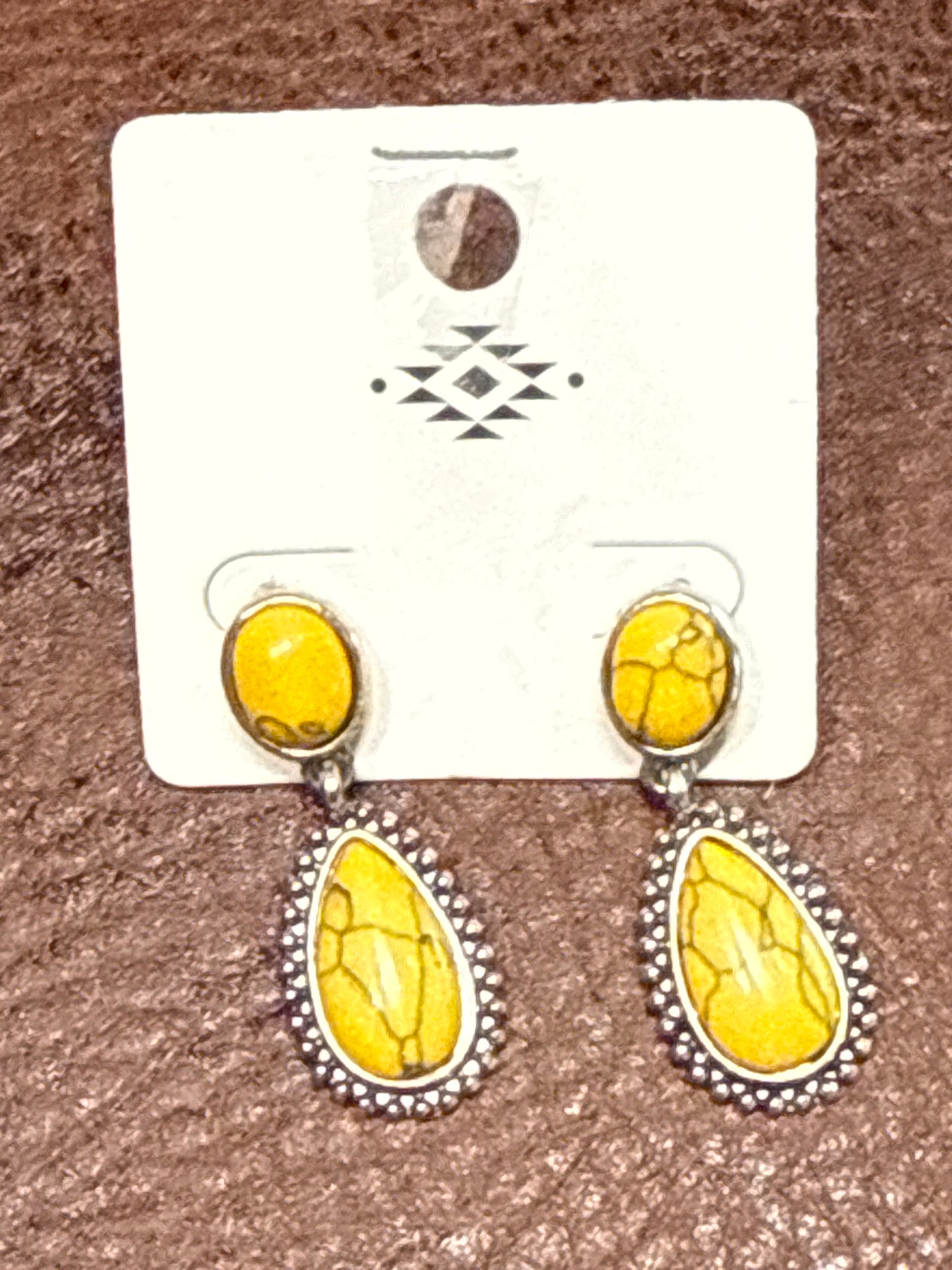 Yellow Stone Double Earrings Aztec
