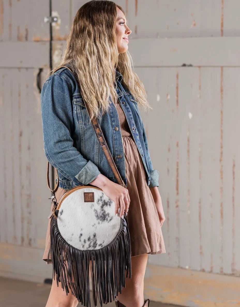 Guadalupe Cowhide Sage Circle Crossbody STS Ranchwear STS 35748