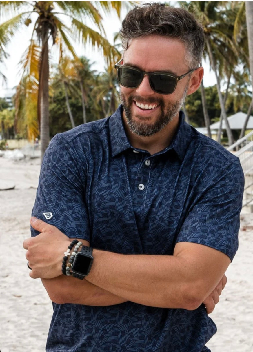 Stars And Stripes Navy Performance Polo Burlebo Fl