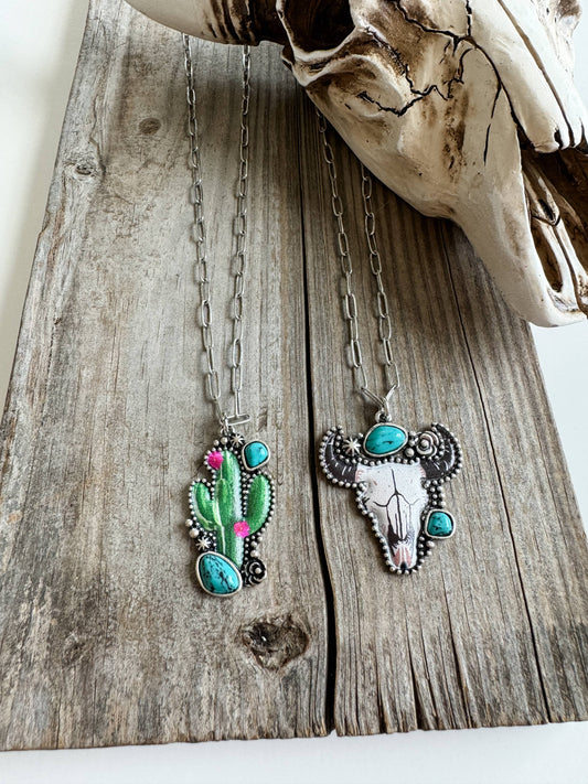 Western Pendant Necklace - Cactus | Steer : STEER