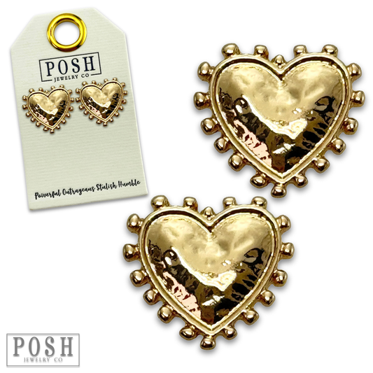 Gold heart post earring: Gold PP