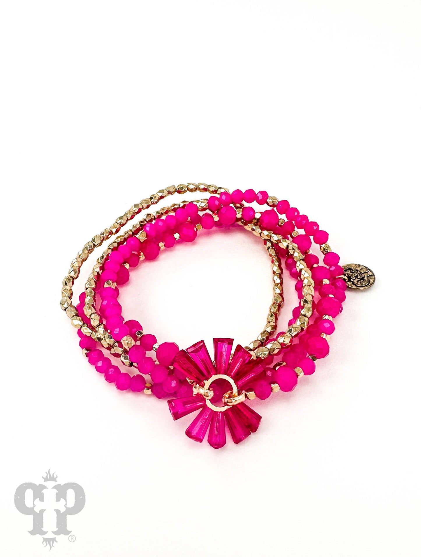 Four strand fluted bead bracelet - LC: Black