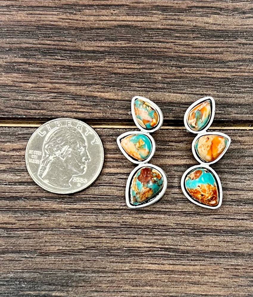 Big 1.4" Western Gemstone Stud Earrings 726496 Isac