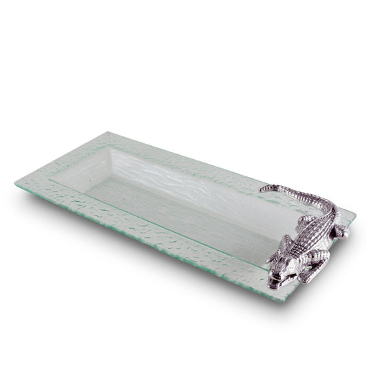 Alligator Oblong Tray - Beveled Slope Cut Glass