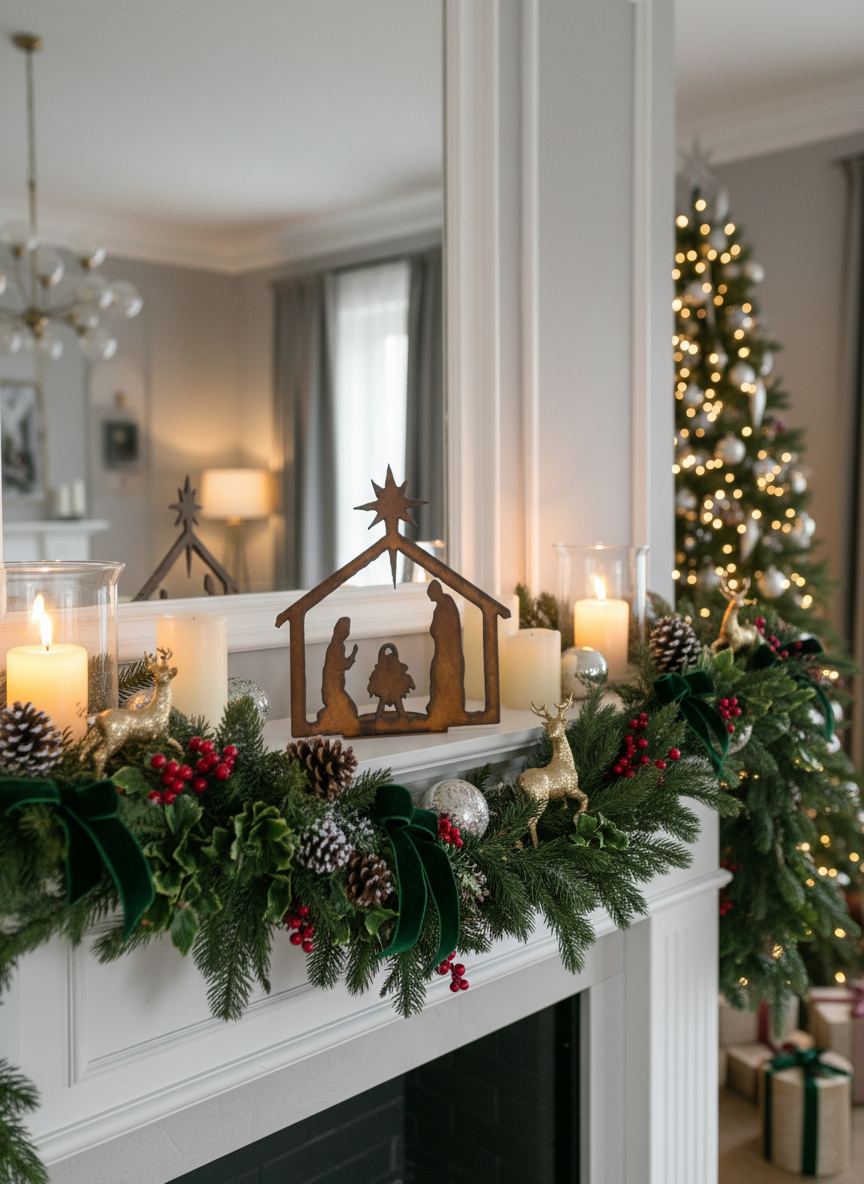 Nativity Doodad rustic Metal Christmas Nativity ironwork