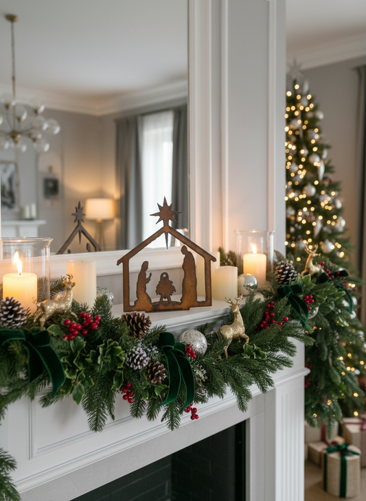 Nativity Doodad rustic Metal Christmas Nativity ironwork